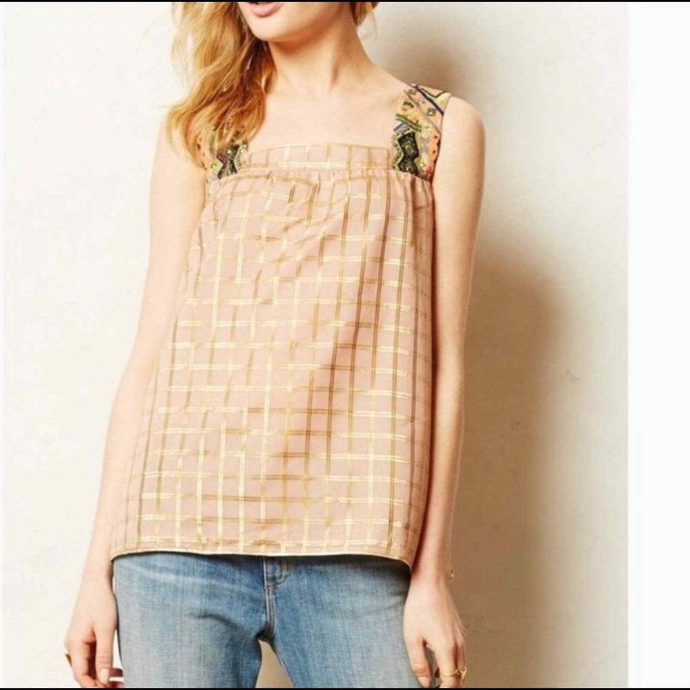 ANTHROPOLOGIE Vineet Bahl embroidered top Size M  EUC